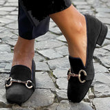 Grace | Zwarte Loafers met Gouden Bit