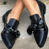 Jenny | Zwarte Loafer met Glanzende Strik