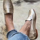 Elvira| Glanzende Lichtgouden Loafer