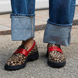 Marielle | Panterprint Loafer met Rood Detail