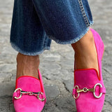 Helga | Fluor Loafer met Metalen Detail