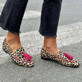 May | Loafer met Dierenprint en Fuchsia Franjes