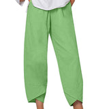 Damesbroek in effen kleur, los model, elegant, casual, eenvoudig, van katoen en linnen.              Write a Review