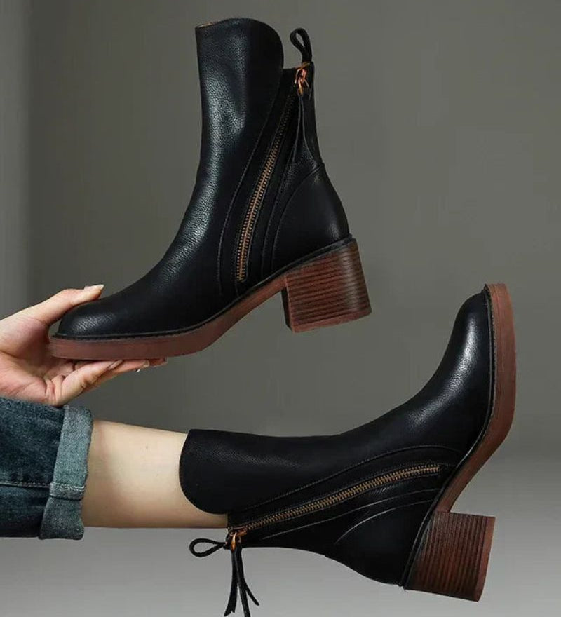 VALORINE | Zwarte Laarzen met Hak voor Comfort en Stijl