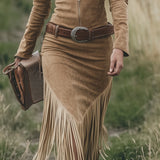 Valencia | Suède jurk met franjes