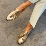 Bella | Gouden Mocassins met Kwastjes