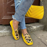 Dini | Gele Loafer met Dierenprint Detail