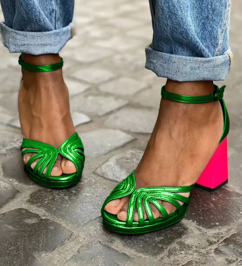 Nova | Tweekleurige Sandalen met Hak