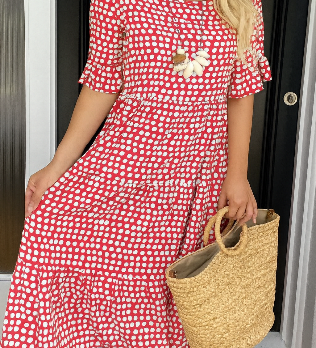Jamilla | Midi Jurk met Stippenprint