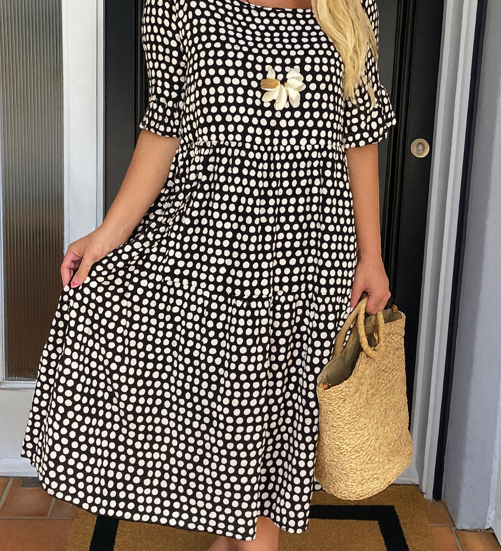 Jamilla | Midi Jurk met Stippenprint