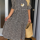 Jamilla | Midi Jurk met Stippenprint