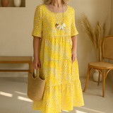 Jamilla | Midi Jurk met Stippenprint