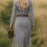Valencia | Suède jurk met franjes