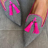 Kate | Puntige Loafer met Fluor Franjes