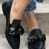 Jenny | Zwarte Loafer met Glanzende Strik