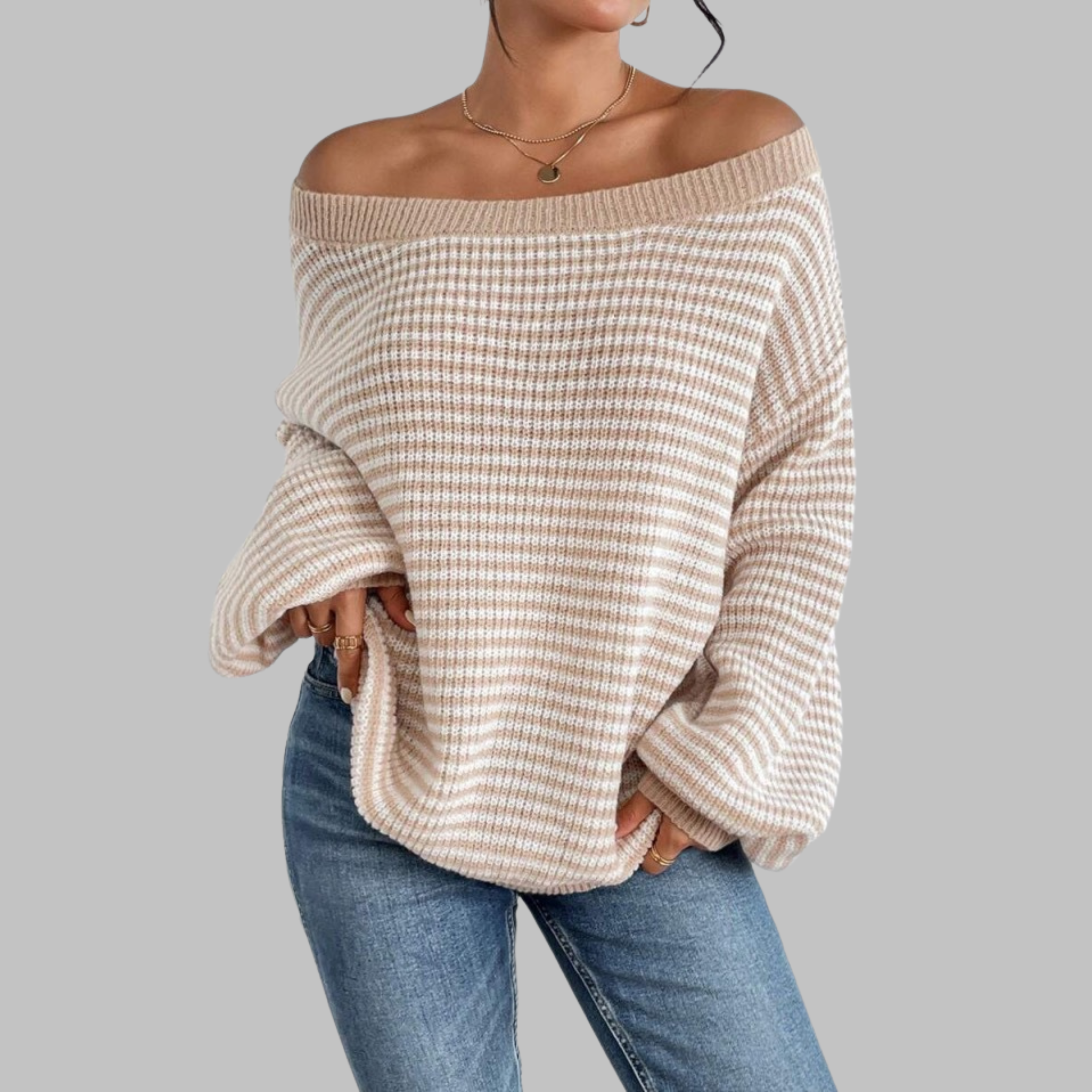 Nuvira | Off-Shoulder Gestreepte Sweater