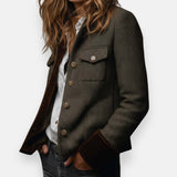 Geraldine | Tweed Jasje met Velvet Details