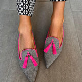 Kate | Puntige Loafer met Fluor Franjes