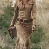 Valencia | Suède jurk met franjes