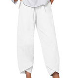 Damesbroek in effen kleur, los model, elegant, casual, eenvoudig, van katoen en linnen.              Write a Review