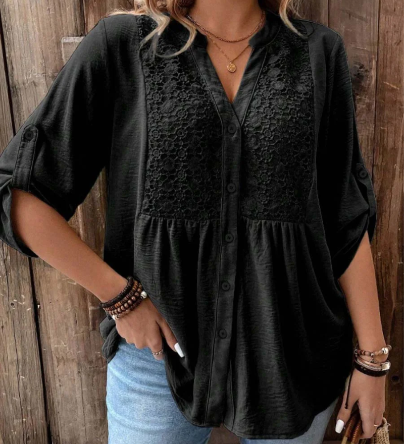 Noor | Blouse met V-hals en knopen