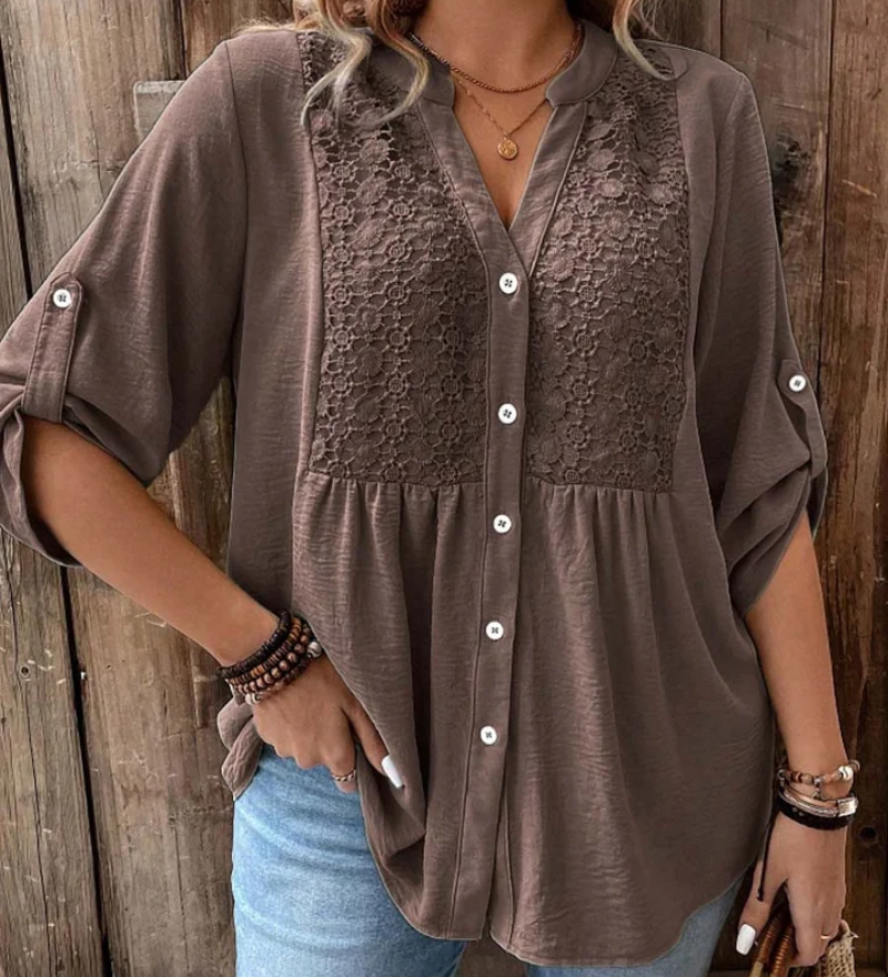 Noor | Blouse met V-hals en knopen