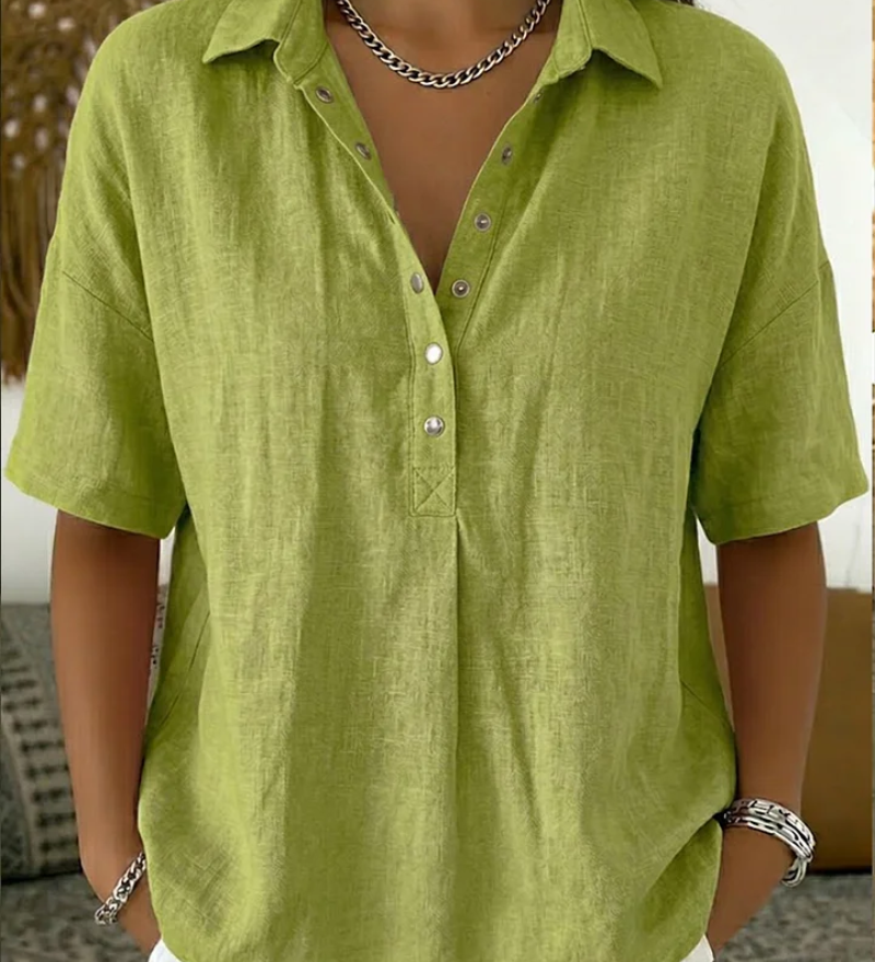 Tessa – Blouse met kraag en knoopdetail