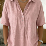 Tessa – Blouse met kraag en knoopdetail