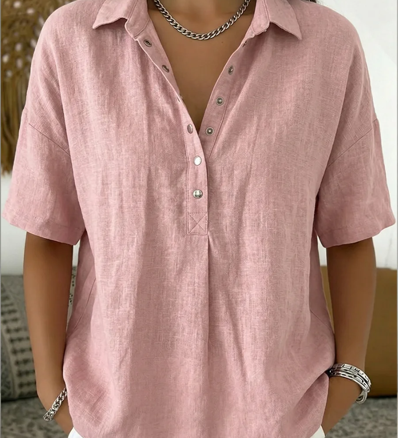 Tessa – Blouse met kraag en knoopdetail