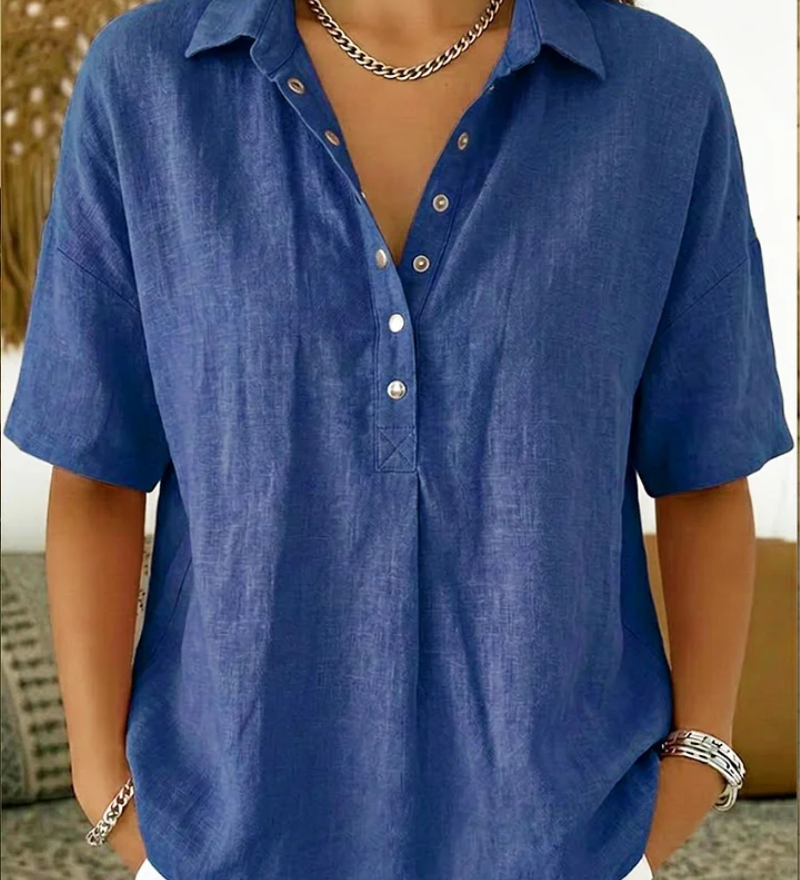 Tessa – Blouse met kraag en knoopdetail