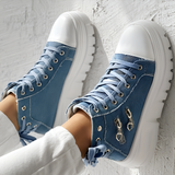 Elin | Orthopedische Hoge Sneakers met spijkerstof