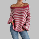 Nuvira | Off-Shoulder Gestreepte Sweater