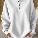 Olivia | Waffle Knit Henley Sweater