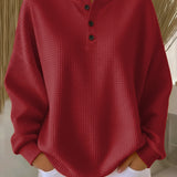 Olivia | Waffle Knit Henley Sweater