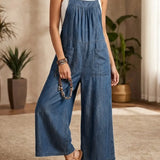 Solmira | Losvallende Denim Jumpsuit met Bretels