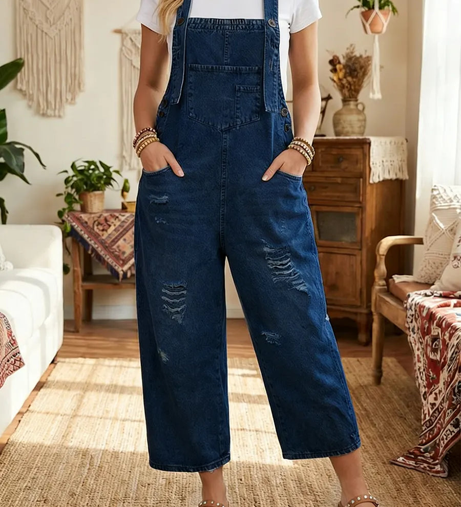 Aurevia | Denim Tuinbroek met Vintage Look