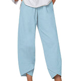 Damesbroek in effen kleur, los model, elegant, casual, eenvoudig, van katoen en linnen.              Write a Review