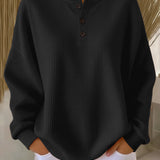 Olivia | Waffle Knit Henley Sweater