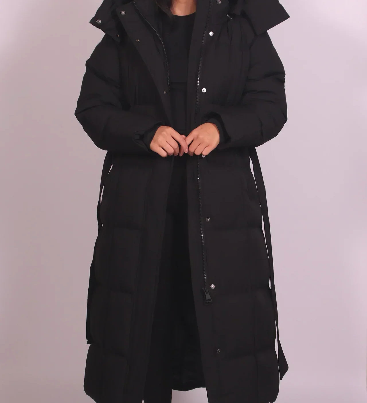 Carmen | Lange Gewatteerde Jas met Ceintuur