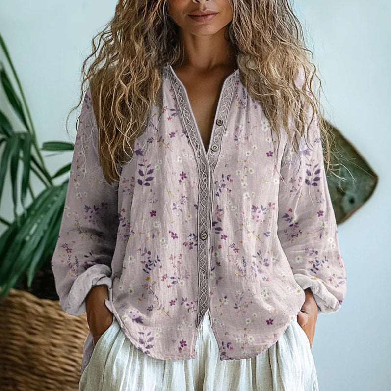 Elaira | Elegant Vintage Botanisch Shirt