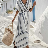 Fenna | Elegante linnen jurk met kruisband