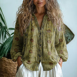 Elaira | Elegant Vintage Botanisch Shirt
