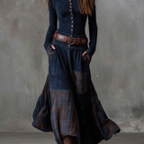Elisa | Maxi-jurk van ecolologisch suede met riem