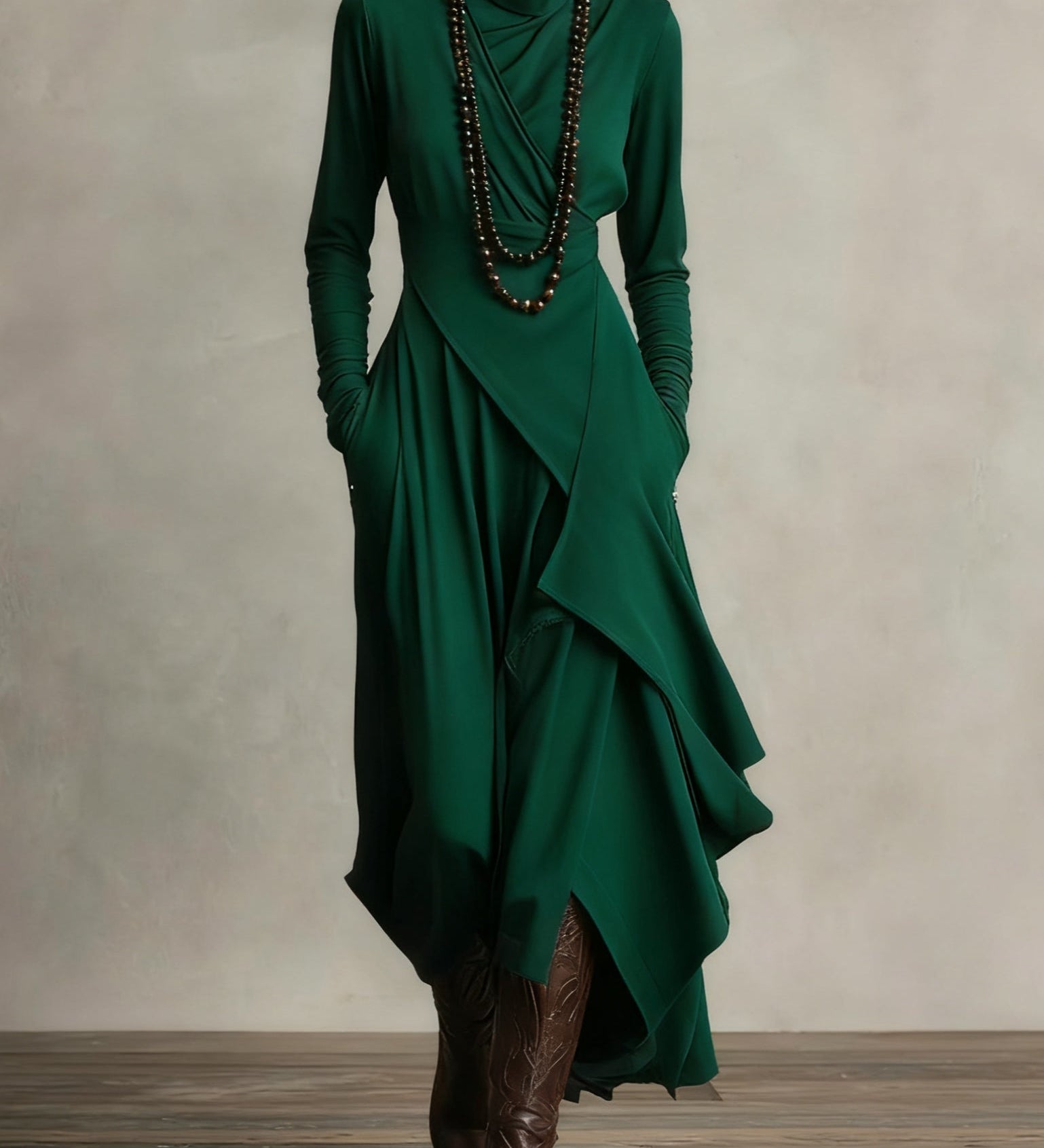 Malva | Maxi Jurk met Hoge Hals