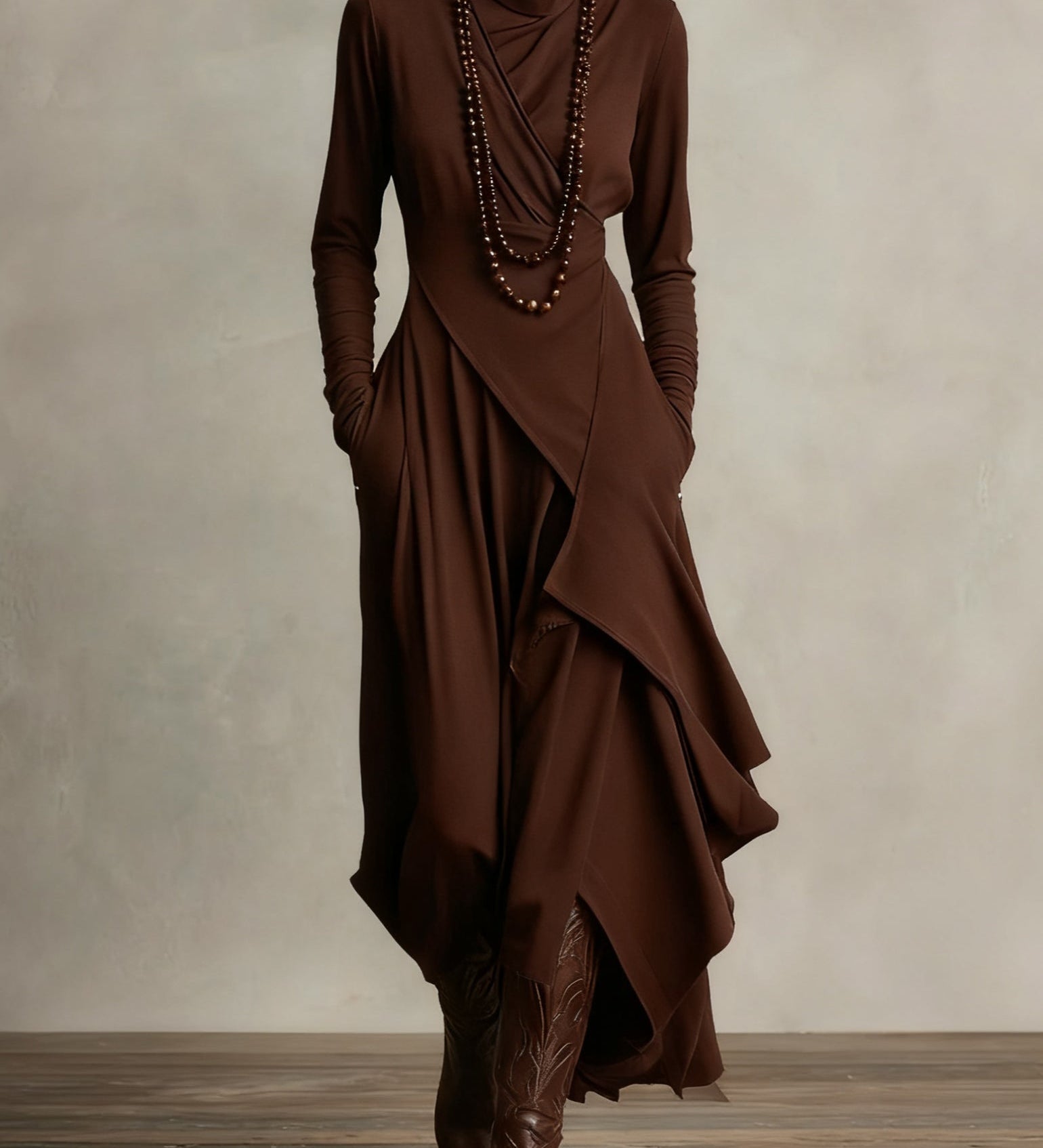 Malva | Maxi Jurk met Hoge Hals