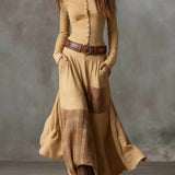 Elisa | Maxi-jurk van ecolologisch suede met riem