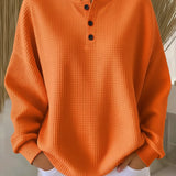 Olivia | Waffle Knit Henley Sweater