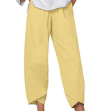 Damesbroek in effen kleur, los model, elegant, casual, eenvoudig, van katoen en linnen.              Write a Review