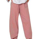 Damesbroek in effen kleur, los model, elegant, casual, eenvoudig, van katoen en linnen.              Write a Review