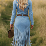 Valencia | Suède jurk met franjes